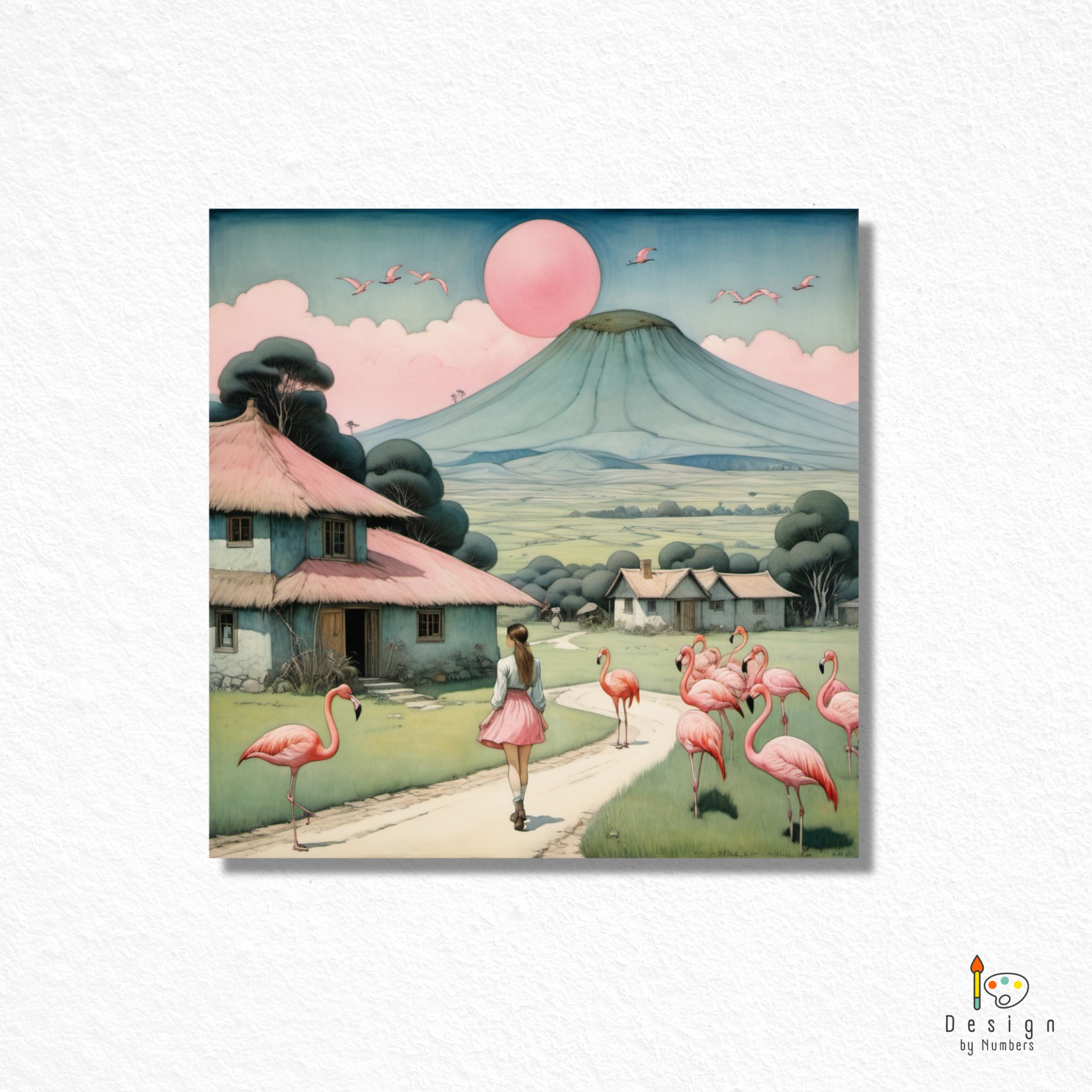Flamingos and Fuji- Paint By Numbers