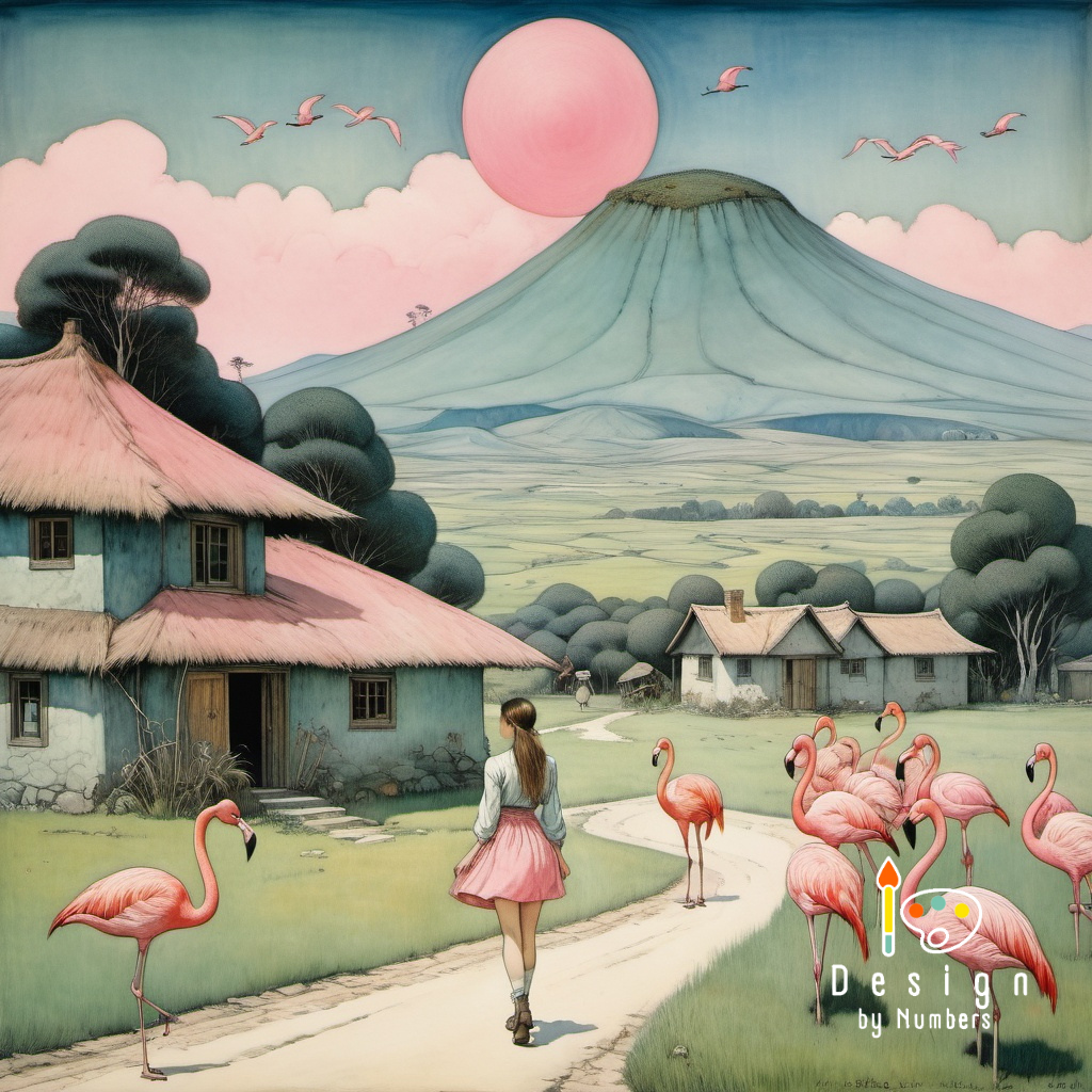 Flamingos and Fuji- Paint By Numbers