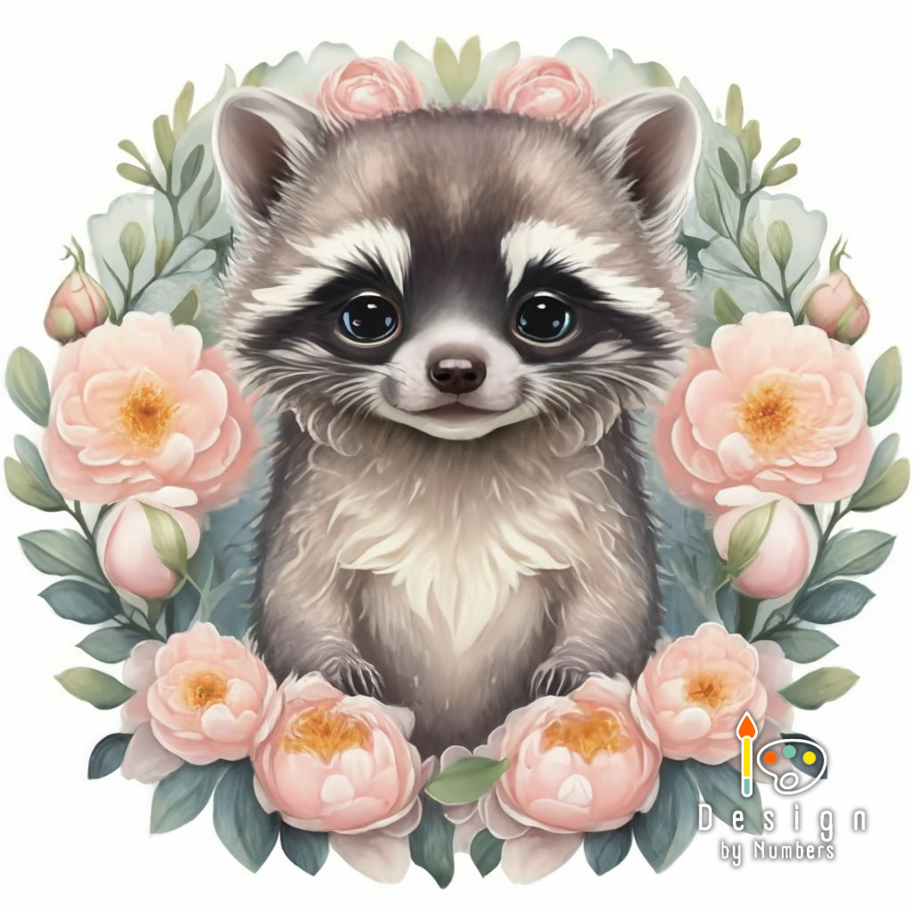 Friendly Baby Raccoon- Paint by Numbers