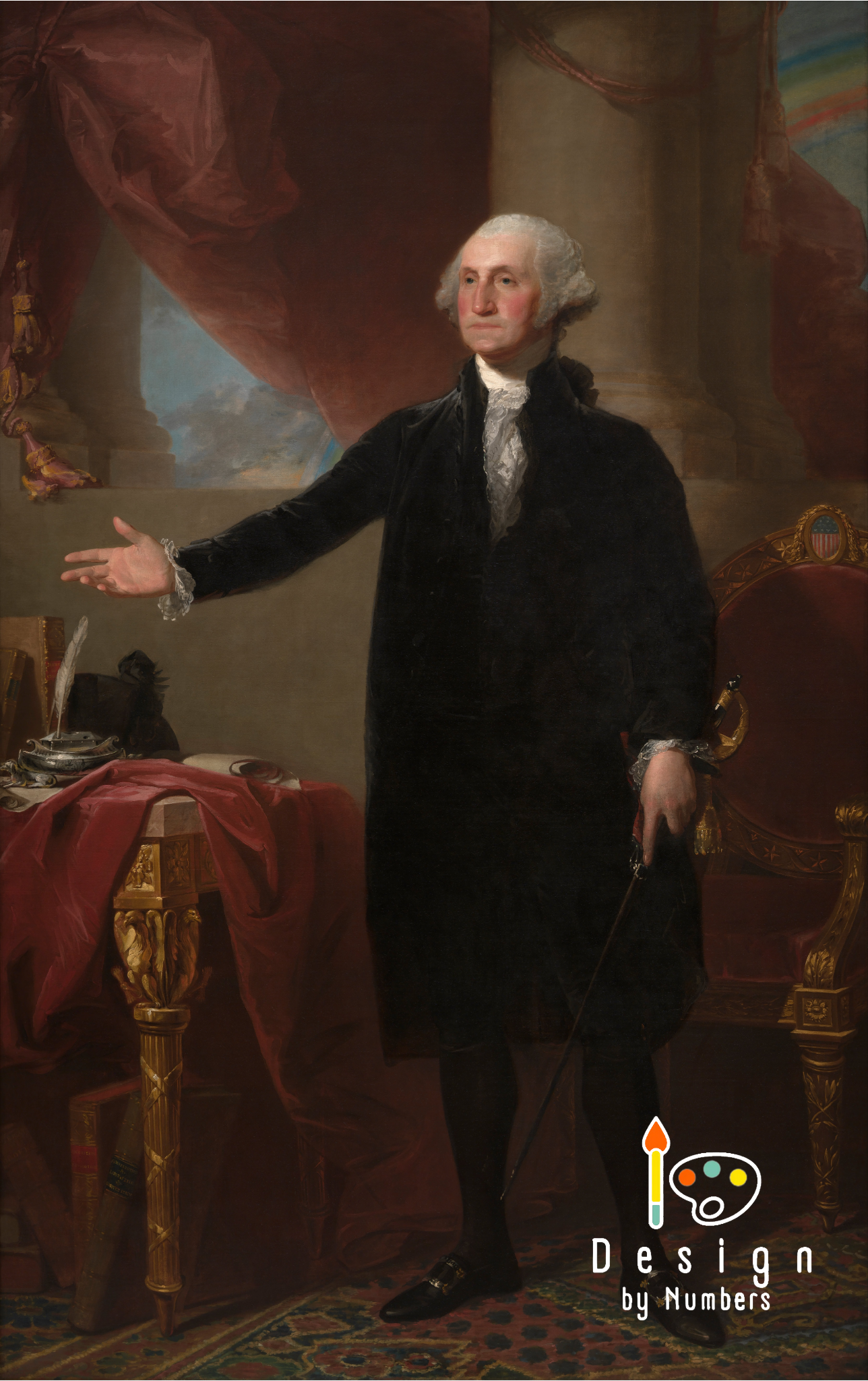 George Washington (Lansdowne Portrait)- Gilbert Stuart- Paint by Numbers