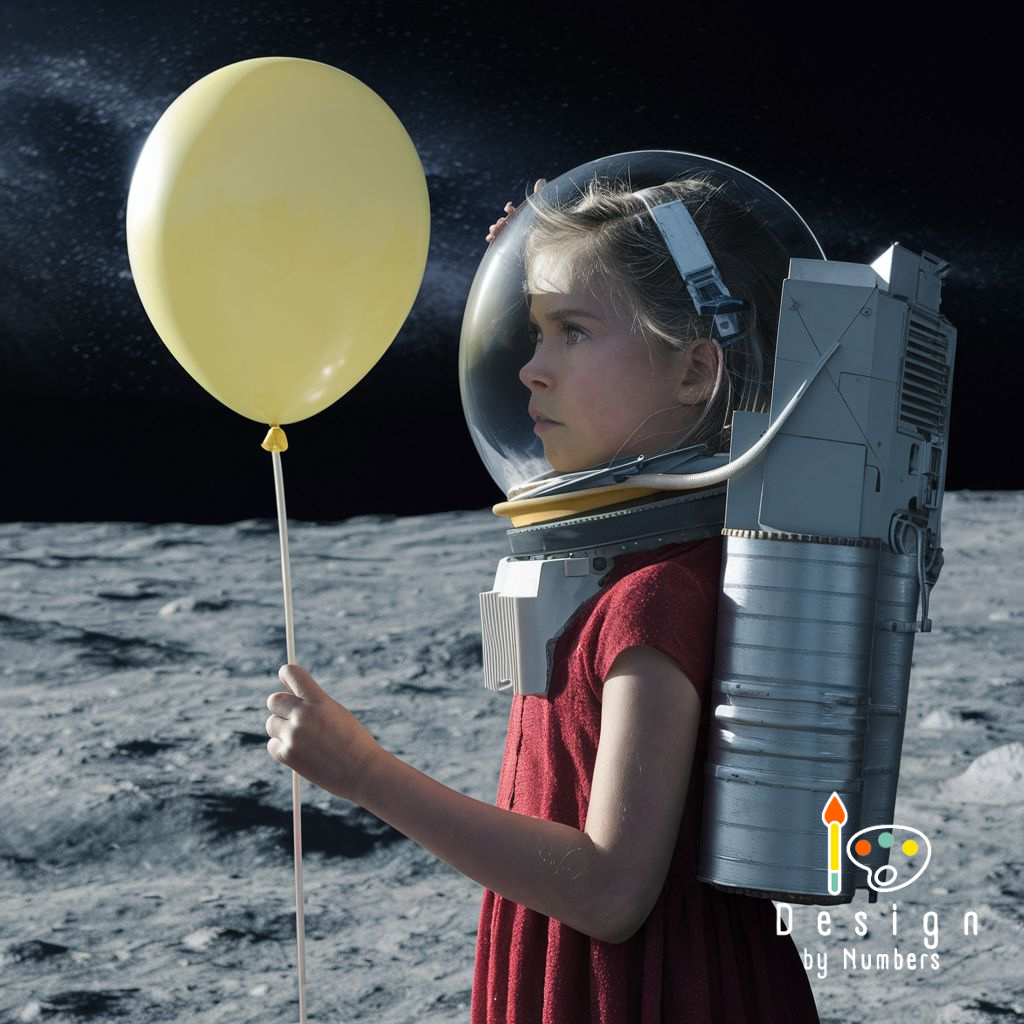 Girl on Moon with Yellow Balloon- Diamond Painting