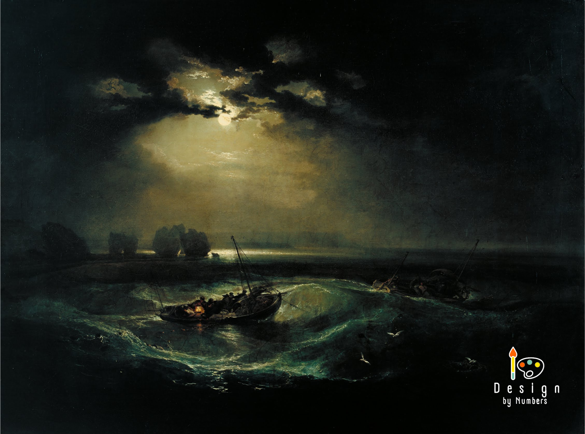 Fishermen at Sea - Joseph Mallord William Turner - Paint by Numbers