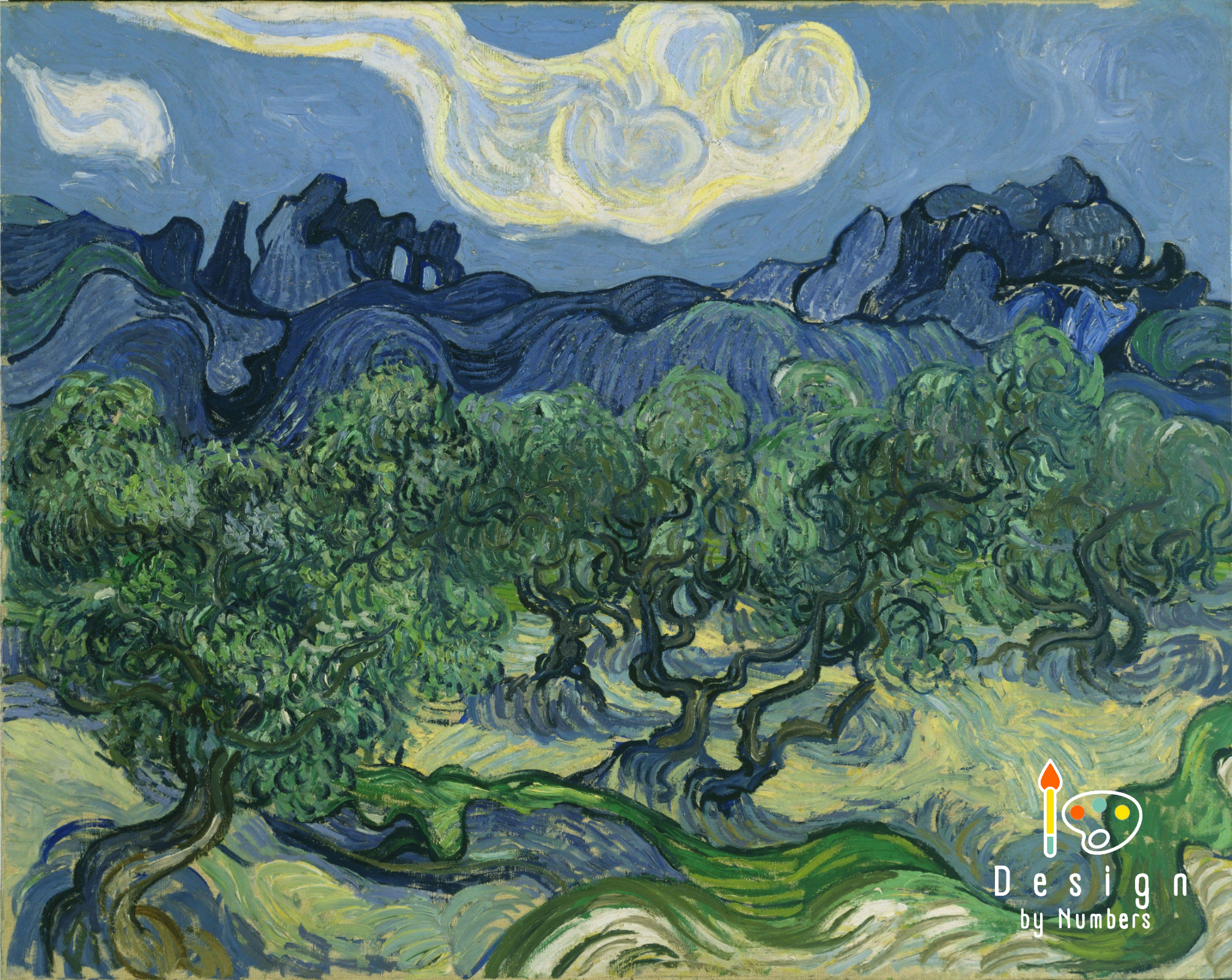 Olive Trees With The Alpilles In The Background - Vincent van Gogh - Paint by Numbers