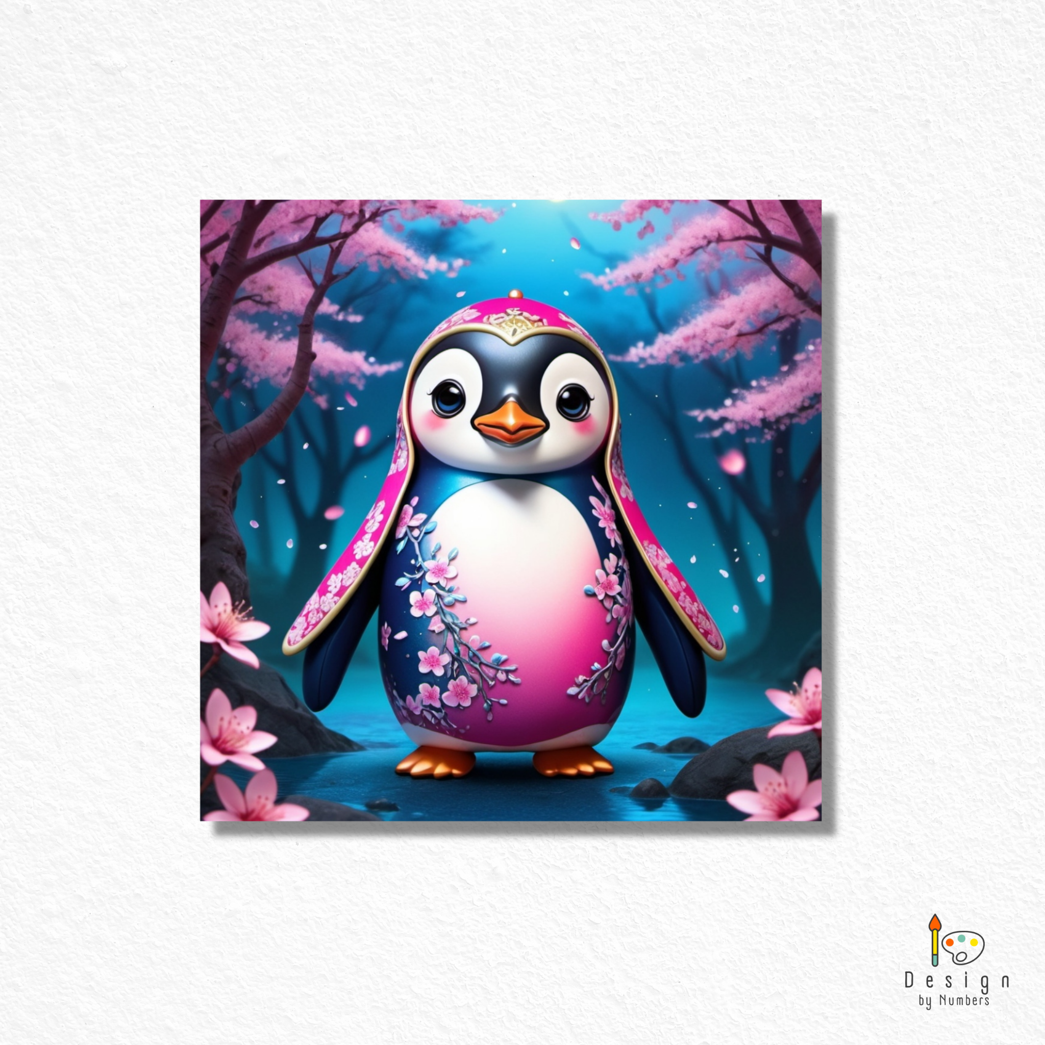 Penguin in Blossom- Paint By Numbers