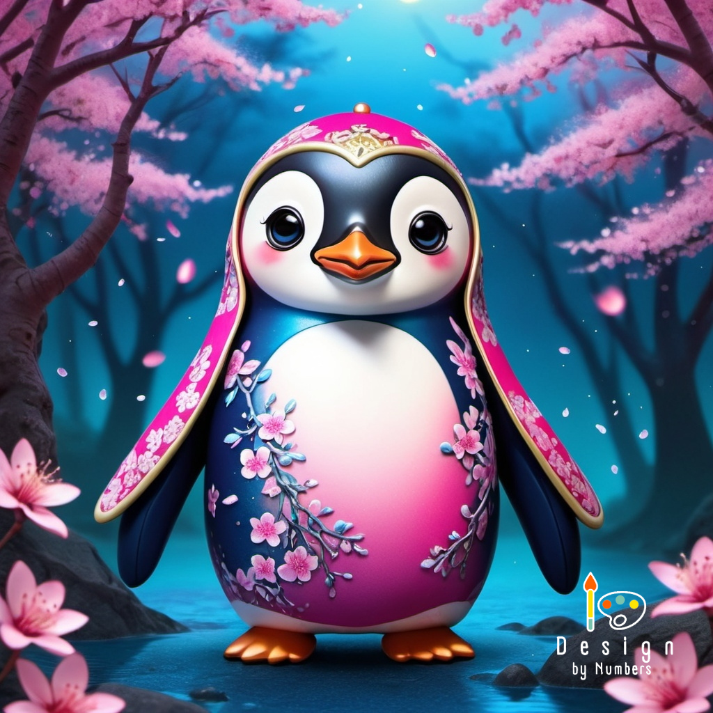 Penguin in Blossom- Paint By Numbers