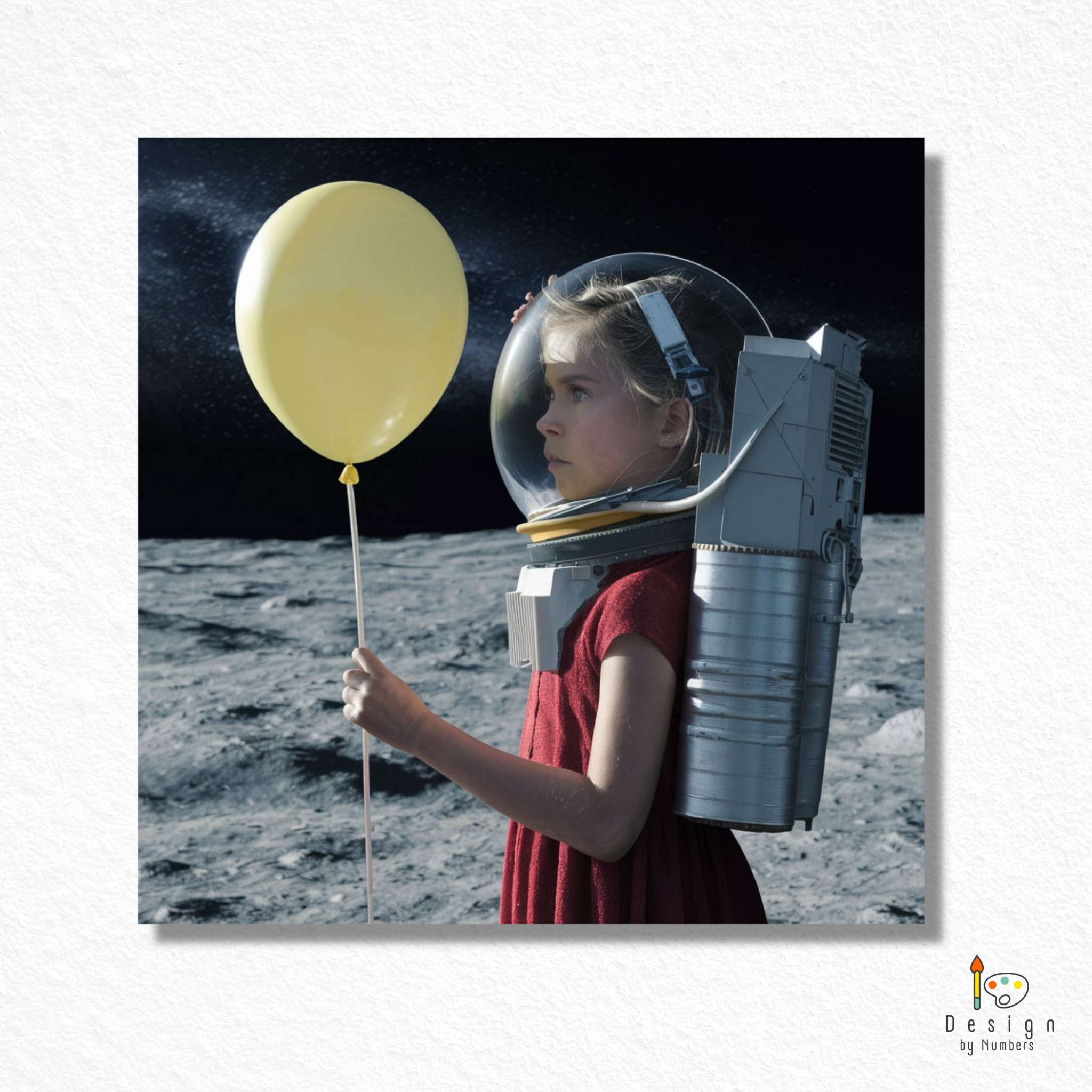 Girl on Moon with Yellow Balloon- Diamond Painting