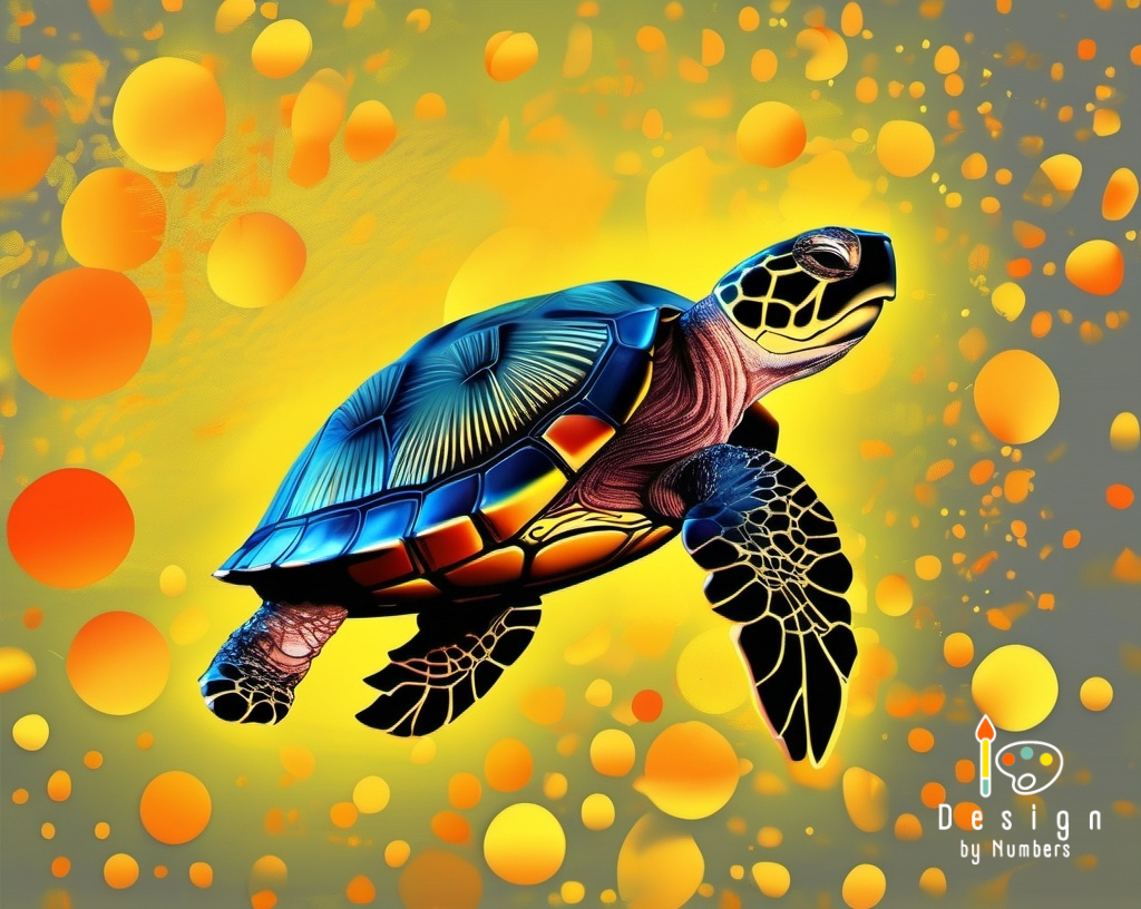 Sea Turtle in Cosmic Bubbles- Paint By Numbers