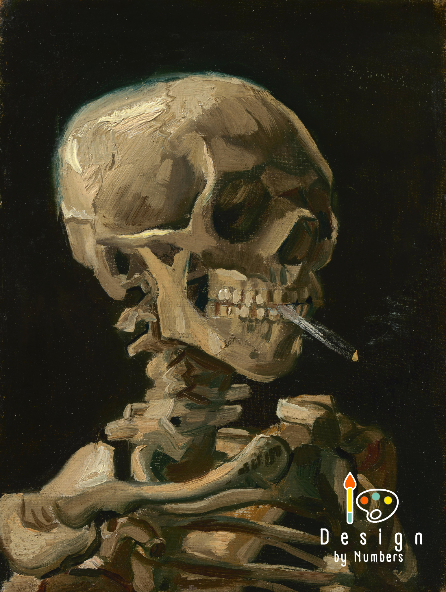 Skull of Skeleton with a Burning Cigarette- Vincent van Gogh- Paint by Numbers