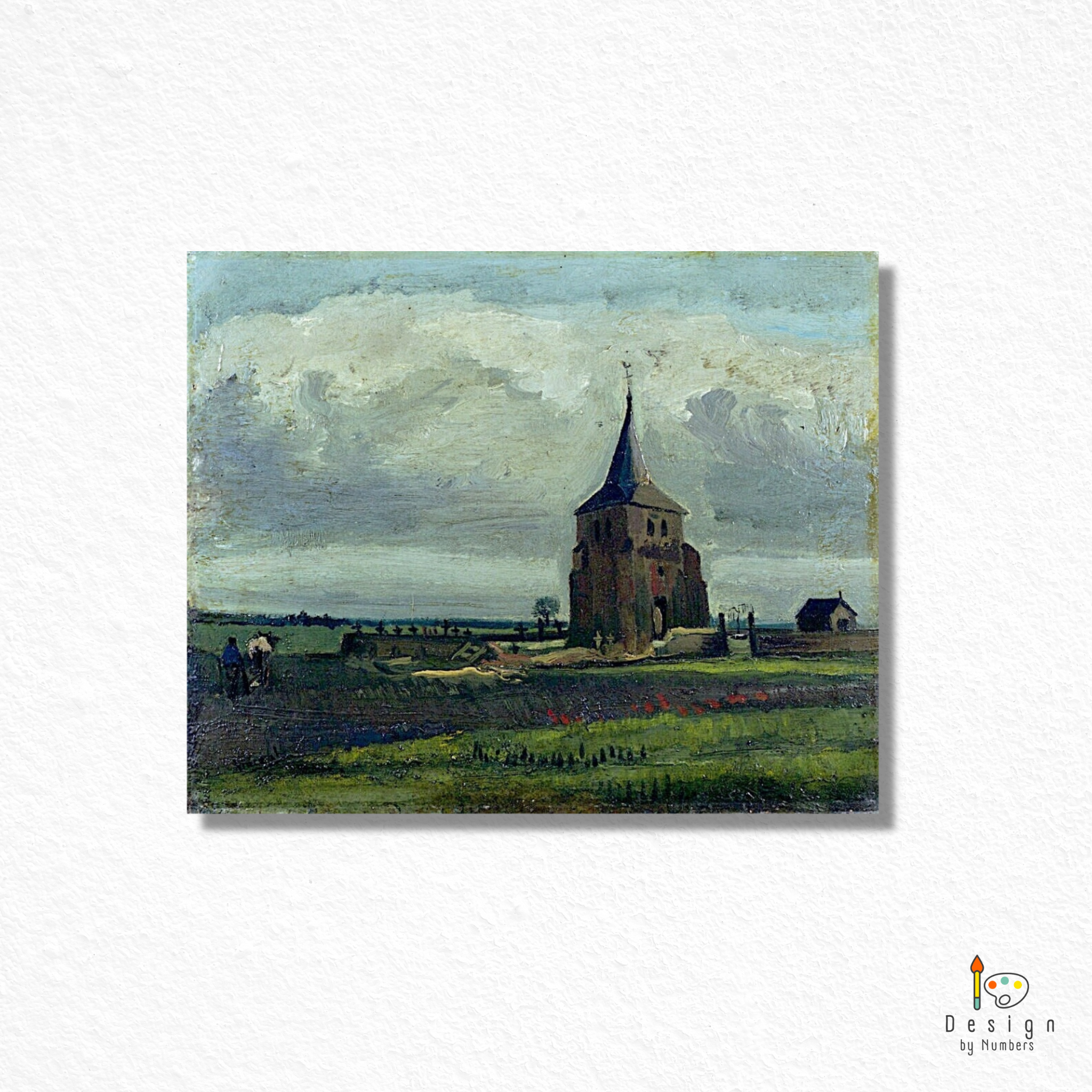 The Old Tower at Nuenen with a Ploughman- Vincent van Gogh- Paint by Numbers