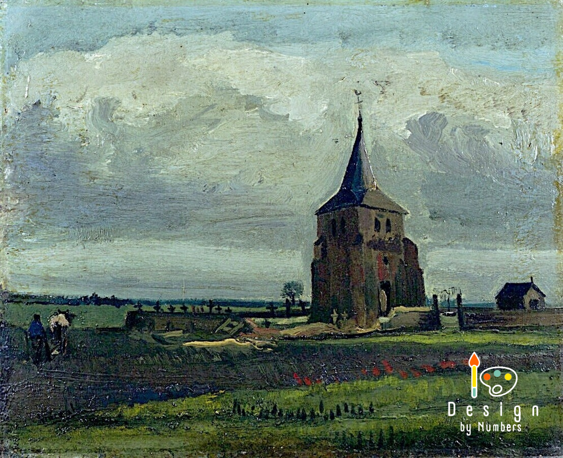 The Old Tower at Nuenen with a Ploughman - Vincent van Gogh - Paint by Numbers